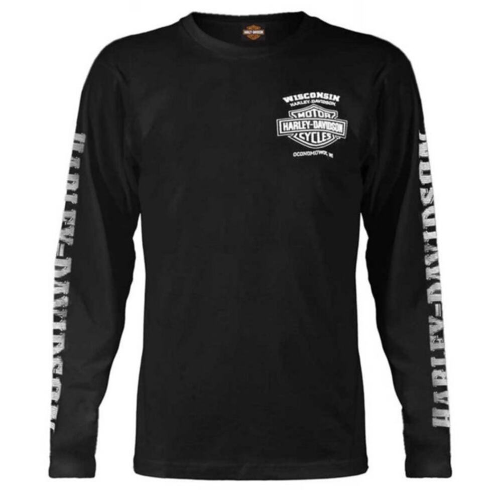 Harley Davidson Skull Lightning Graphic Long Sleeve T Shirt Oconomowoc WI Large